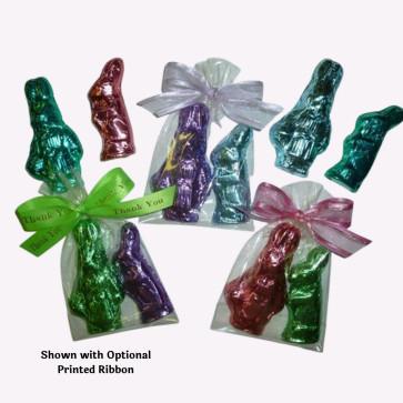 Chocolate Bunny 2-Pack in Pastel Foil and Wrapped in Cello