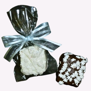Snowflake Crispie Bites Dipped in Chocolate In Cello