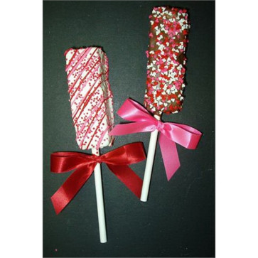 Valentines Krispy Stick Dipped in Chocolate, Drizzled in Pink/Red