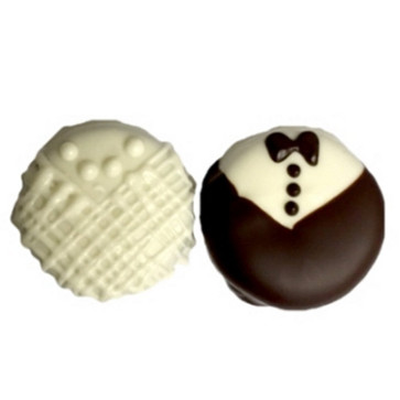 Bride & Groom Chocolate Covered Fancy Cookie 2 Pack