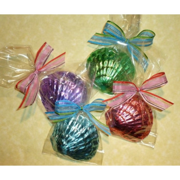 Foiled Chocolate Sea Shell in Cello bag with Bow