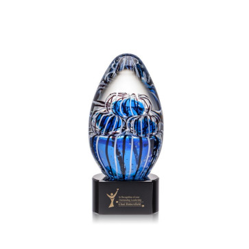 Contempo Art Glass Award on Black Base 6.5 tall