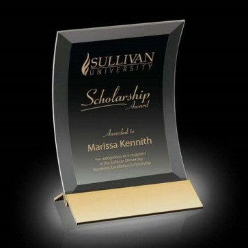 Dominga Award - Black Glass Award with Gold 4 in x6 in