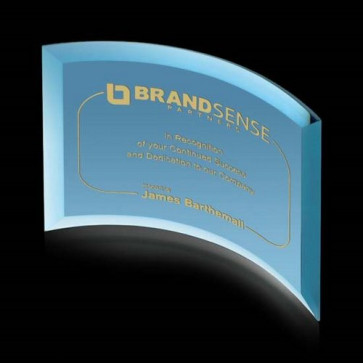 Madison Blue Glass Curved Crescent Award 4in x6in