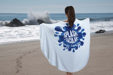 Round White Promotional Beach Towel