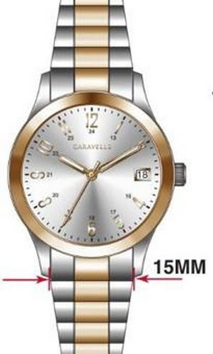 Caravelle Ladies Bracelet from the Traditional Collection- Two Tone Rose Gold and Silver