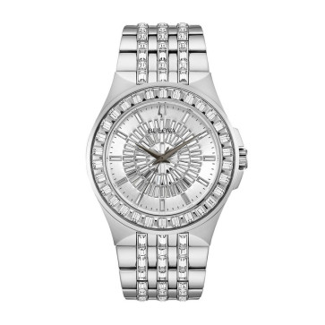 Bulova Watches Mens Crystal Phantom Baguette Silver Bracelet