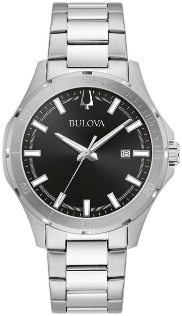 Bulova Watches Bulova Men's Sport Classic Stainless Steel Watch, Black Dial