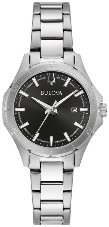 Bulova Watches Bulova Ladies' Sport Classic Stainless Steel Watch, Black Dial
