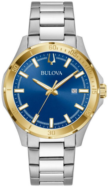Bulova Watches Corporate Collection Men's Two-tone Bracelet Watch with Blue dial