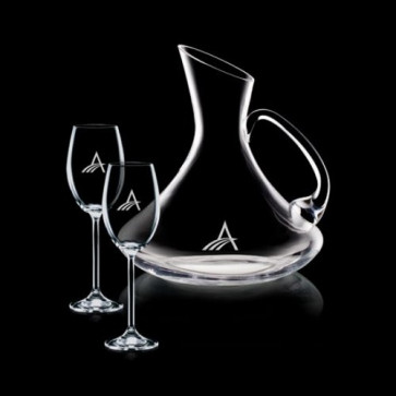 Bearden Carafe and 2 Wine Glasses Engraved