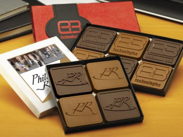 Custom Milk and Dark Logo Chocolate Squares with Gift Box - 8 -Piece