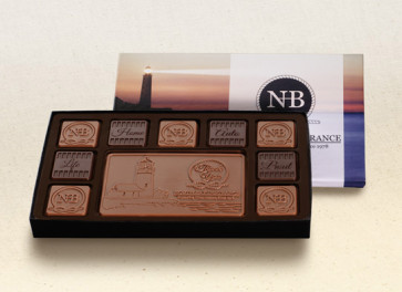 Milk and Dark Chocolate custom Squares and a Custom Logo Centerpiece 38 pieces
