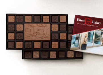 Fully Custom Chocolate Centerpiece w/ Stock Thank you or Holiday Border