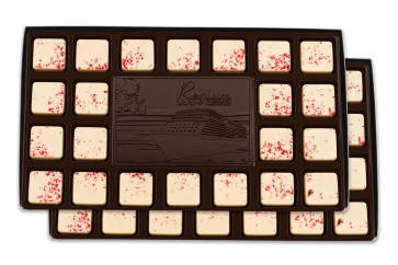 46-Piece Chocolate Assortment with Custom Centerpiece/ Peppermint Border