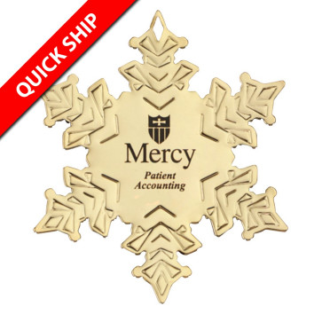 Quick Ship Snowflake Golden Holiday Ornament with Custom Decoration