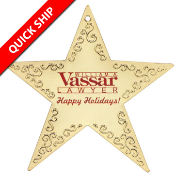Quick Ship Gold Star Christmas Ornament with Custom Decoration