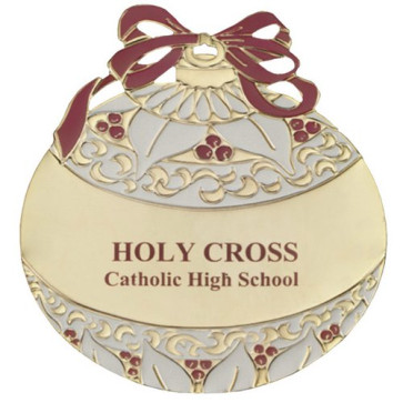 Gold Ball Shape Ornament with Festive Scrolls and Color Accents