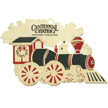 Gold Train Ornament with Colorful Accents