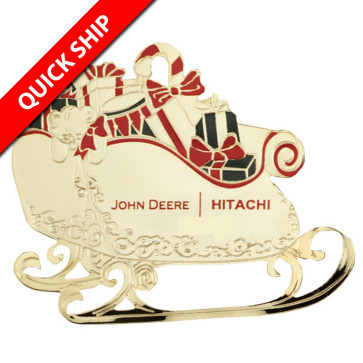 Quick Ship Gold Sleigh Festive Holiday Ornament