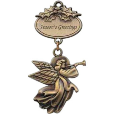 Angel Ornament in Cast Brass Finish with Custom Decoration - Petite