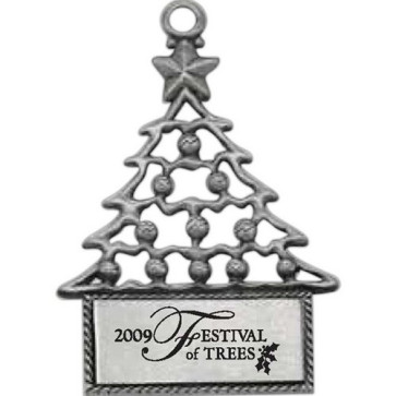 Cast Pewter Finish Christmas Tree Shape Ornament