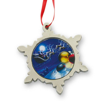 Metal Snowflake Ornament with 4CP PhotoArt - Epoxy Dome