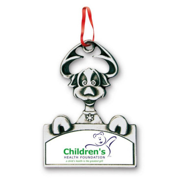 Happy Reindeer Christmas Ornament with 4CP Photo Art - Epoxy Dome