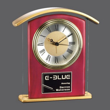 Illovo Clock - Rosewood/Clear/Gold 6.5 in.
