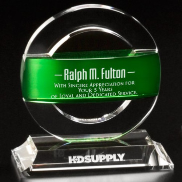 Greenville Optical Clear and Green Crystal Award 5 Dia.
