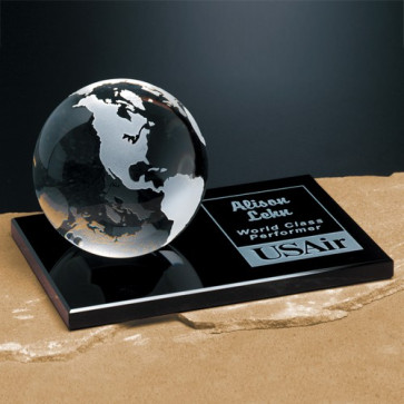 Continental Globe on Glass Base 4 in.
