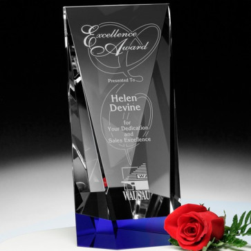 Valera Indigo Optical Crystal Award 9in