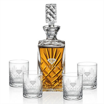 Cavanaugh Decanter and 4 Double Old Fashioned Glasses