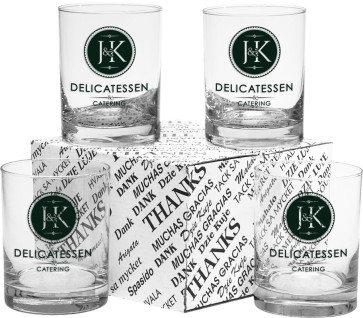 Executive Double Old Fashion Glasses - Thank You Set 14 oz.