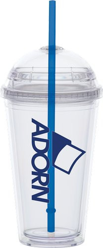 Dome Lid Carnival Cup- Clear Lid, Color Straw