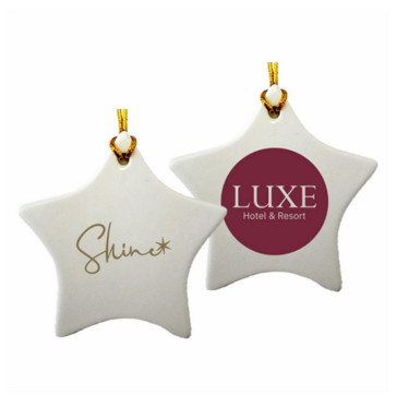 Ceramic Star Christmas Ornament with Promotional Imprint