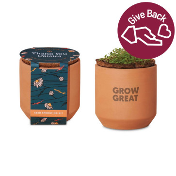 Modern Sprout&reg; Tiny Terracotta Grow Kit Thank You Daisies
