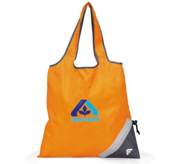Latitudes Foldaway Shopping Bag Drawstring Tote Bag - Tangerine