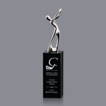 Peale Golf Award - Chrome/Black 10 1/2 in