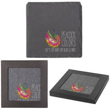 Square Slate Coaster with your company Logo imprint