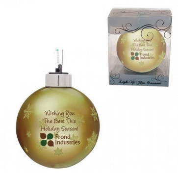 Custom Christmas Ornaments - Gold Light-Up Glass Ornament