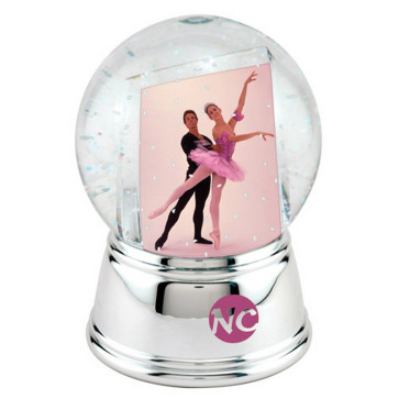 Sphere Snow Globe Clear with a Silver Base