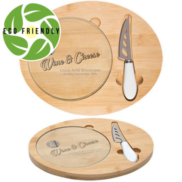 Three Piece Cheese Board Set with Logo