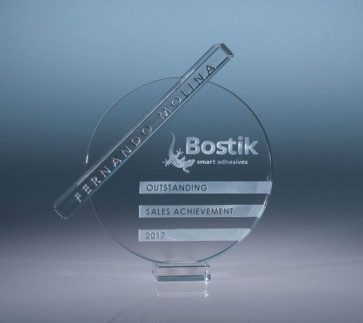 Dynamix Crystal Glass Award - Blue Bar