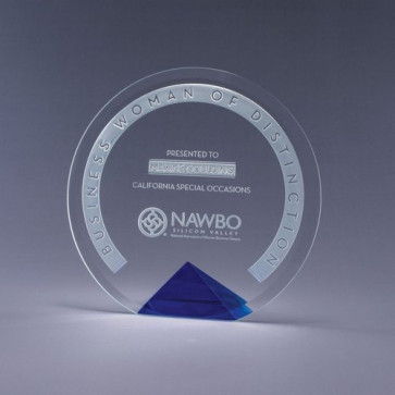 Cyrk Crystal Award -Engraved - Blue Base