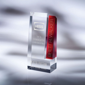 Metro Optical Crystal Award - Red Accent