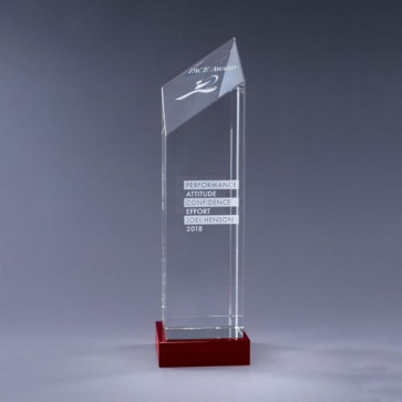 Encore Optical Crystal Award - Red Base - LG