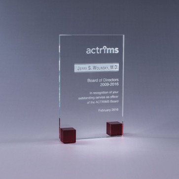 Elements Starphire Crystal Award with Red Cube Accents - MD 8in