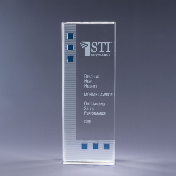 Dimensions In Blue Optic Crystal Award
