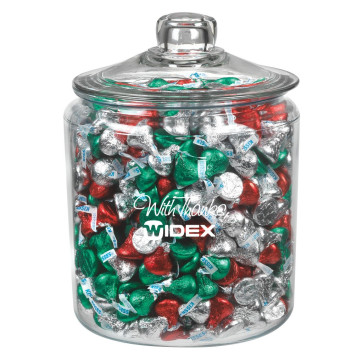 Gallon Glass Jar with Hershey's Holiday Kisses Business Gift